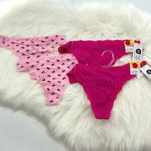 Aqua Intimates Set of 4 Women's Cotton Thongs - Medium - New with tags